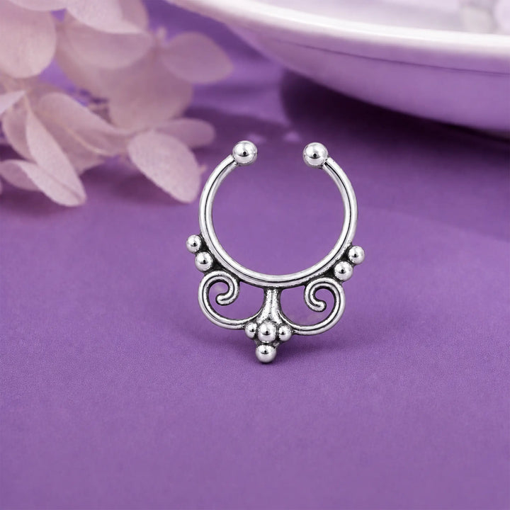 Swirl Charm Oxidized Silver Nose Pin- Made With Pure 925 Silver