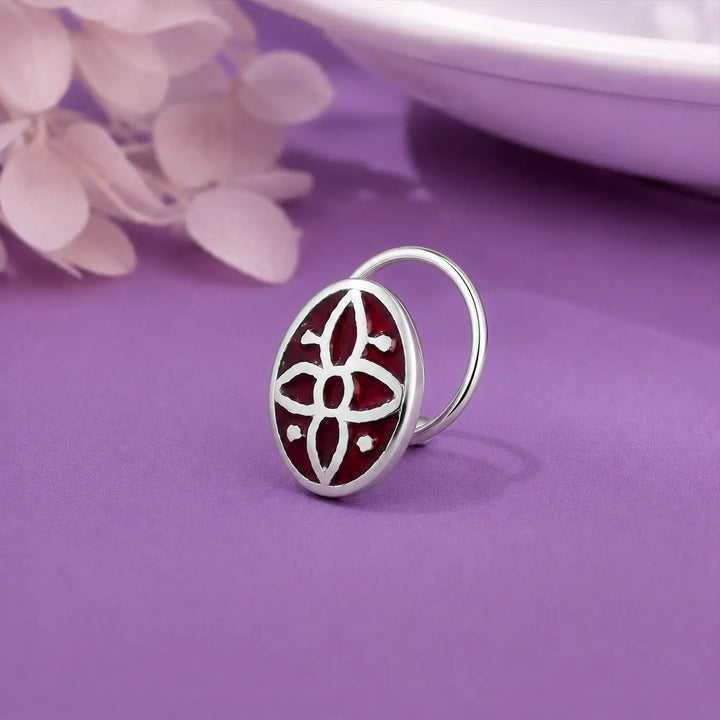 Floral Enamel Sterling Silver Nose Pin- Made With Pure 925 Silver