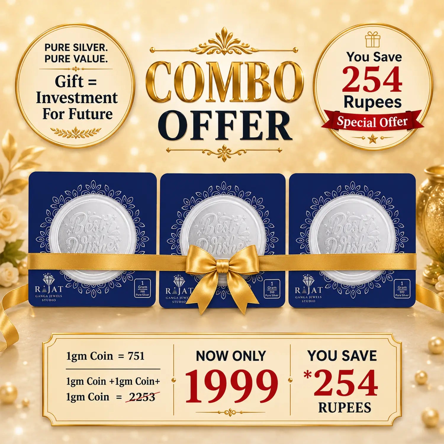 999 Pure Silver Coin Combo Pack (3 x 1 Gram) – Best Wishes Collection