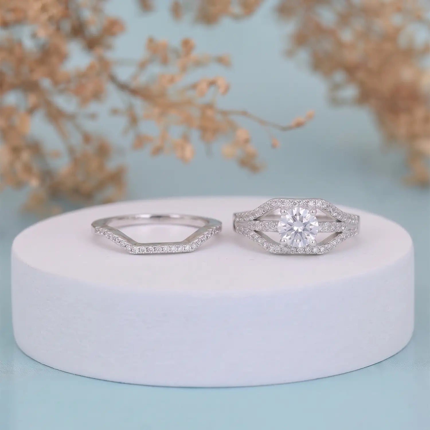 925 Sterling Silver Cubic Zirconia Bridal Ring Set - Made With Pure 925 Silver