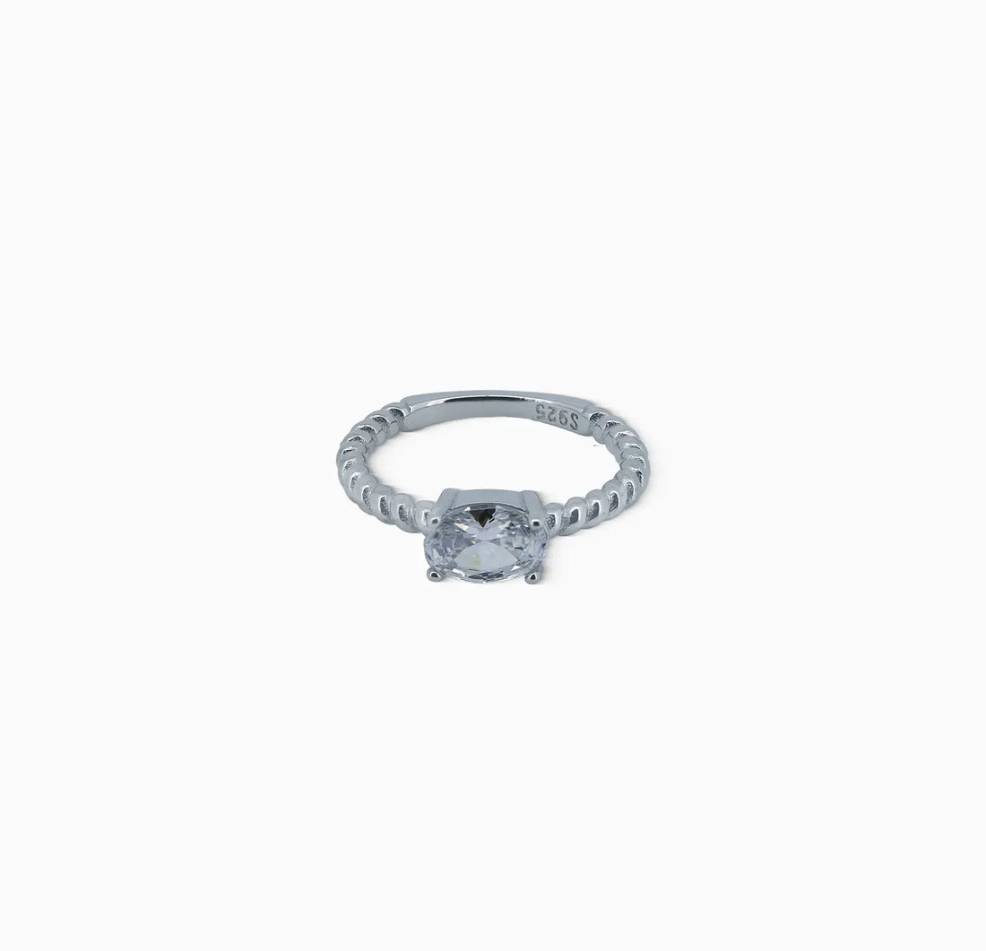 Pure Silver Solitaire Twist Band Ring - Made With Pure 925 Silver
