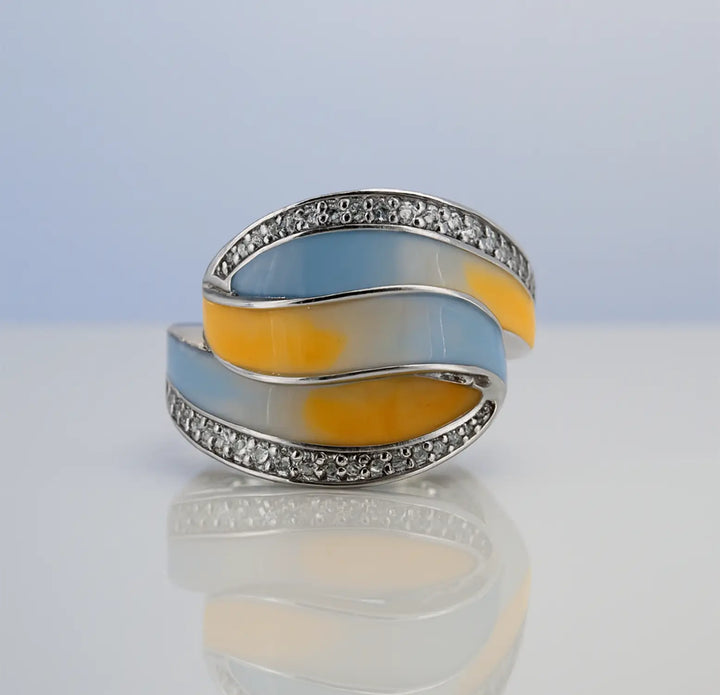 Pure Silver Dual-Tone Agate Ring - Made With Pure 925 Silver