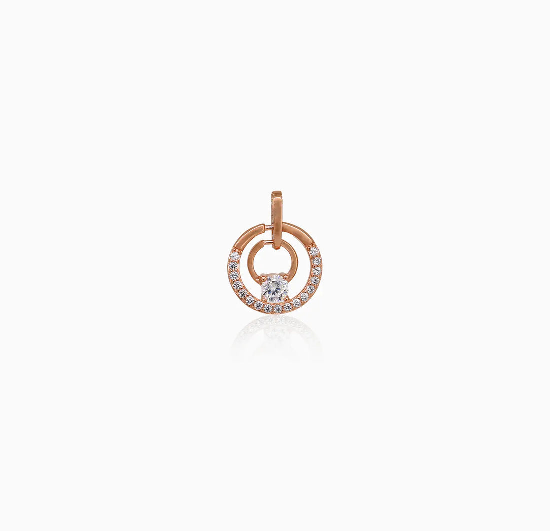 Rose Gold Ruby Circle Silver Pendant - Made With 925 Pure Silver