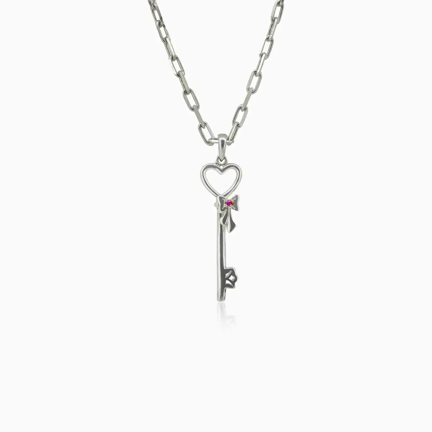 Pure Silver Heart Key Pendant - Made With Pure 925 Silver
