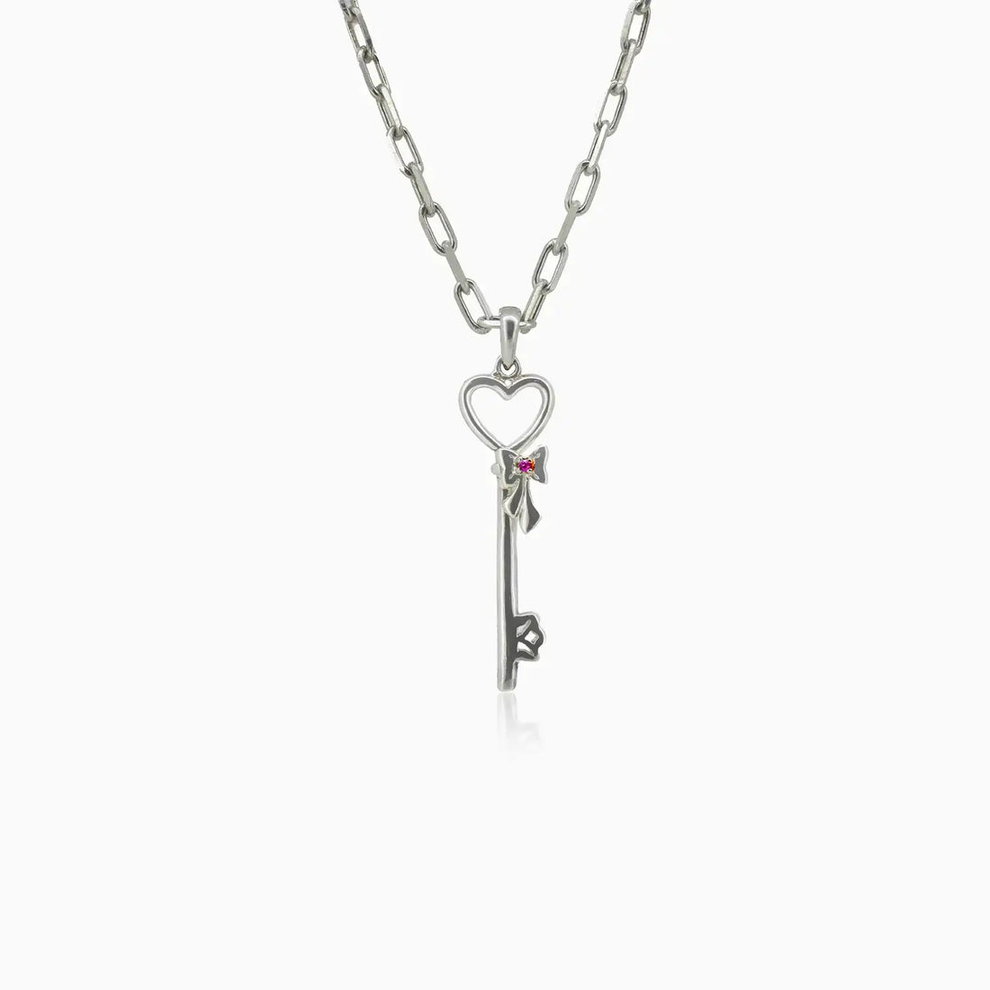 Pure Silver Heart Key Pendant - Made With Pure 925 Silver
