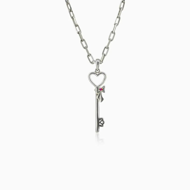 Pure Silver Heart Key Pendant - Made With Pure 925 Silver