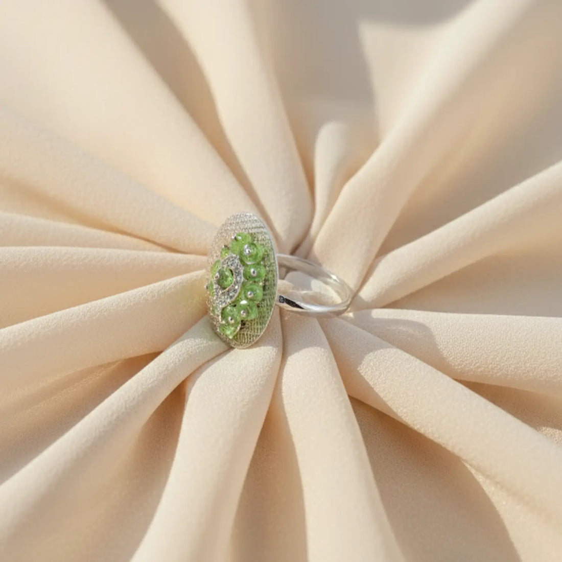 Silver Ring with Green Stone - Made With Pure 925 Silver