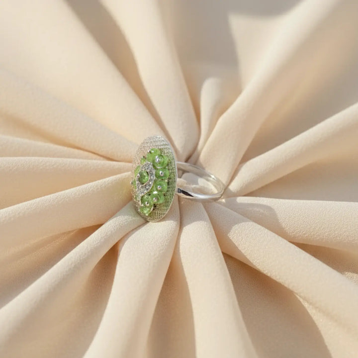Silver Ring with Green Stone - Made With Pure 925 Silver