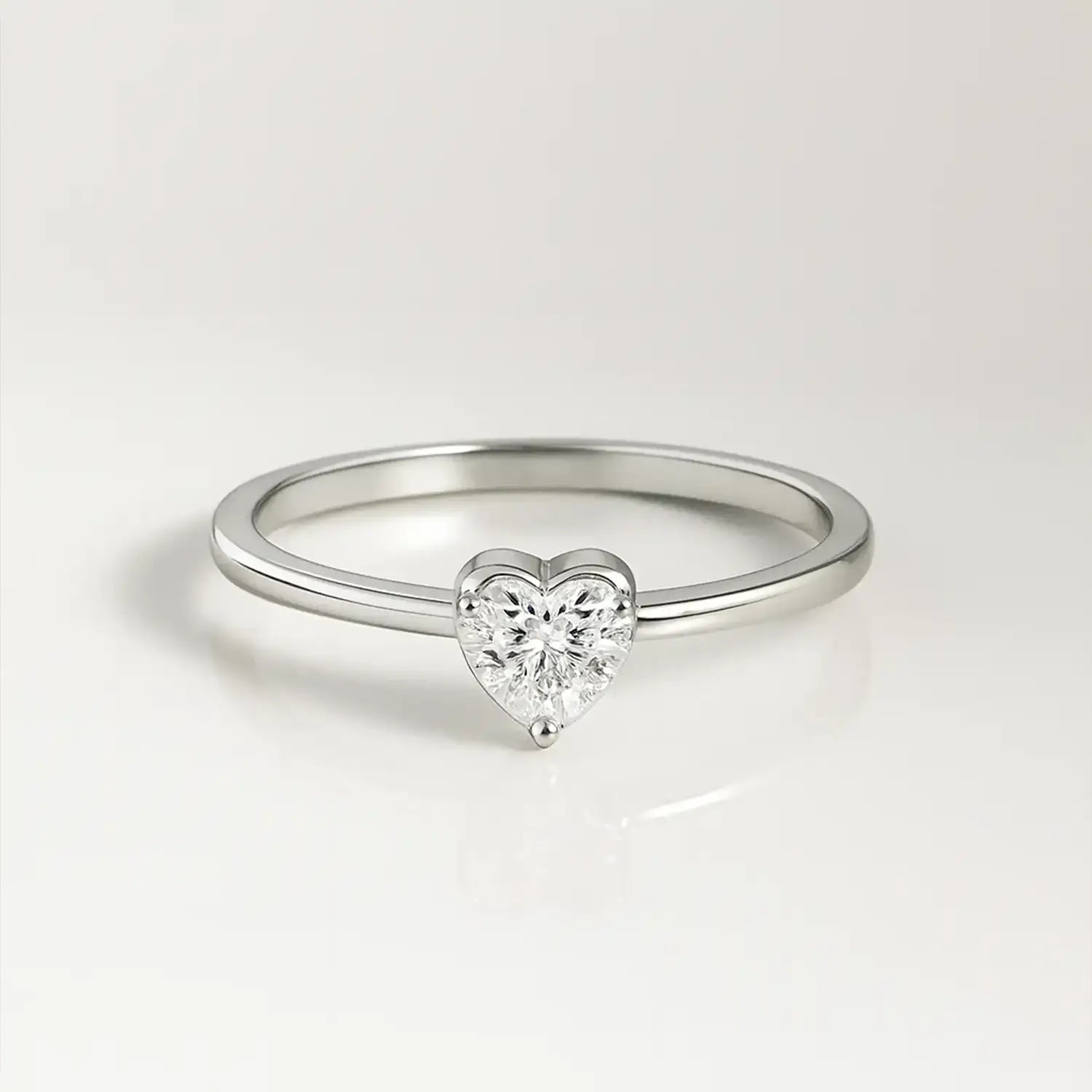 Pure Silver Heart-Shaped Solitaire Ring - Made With Pure 925 Silver