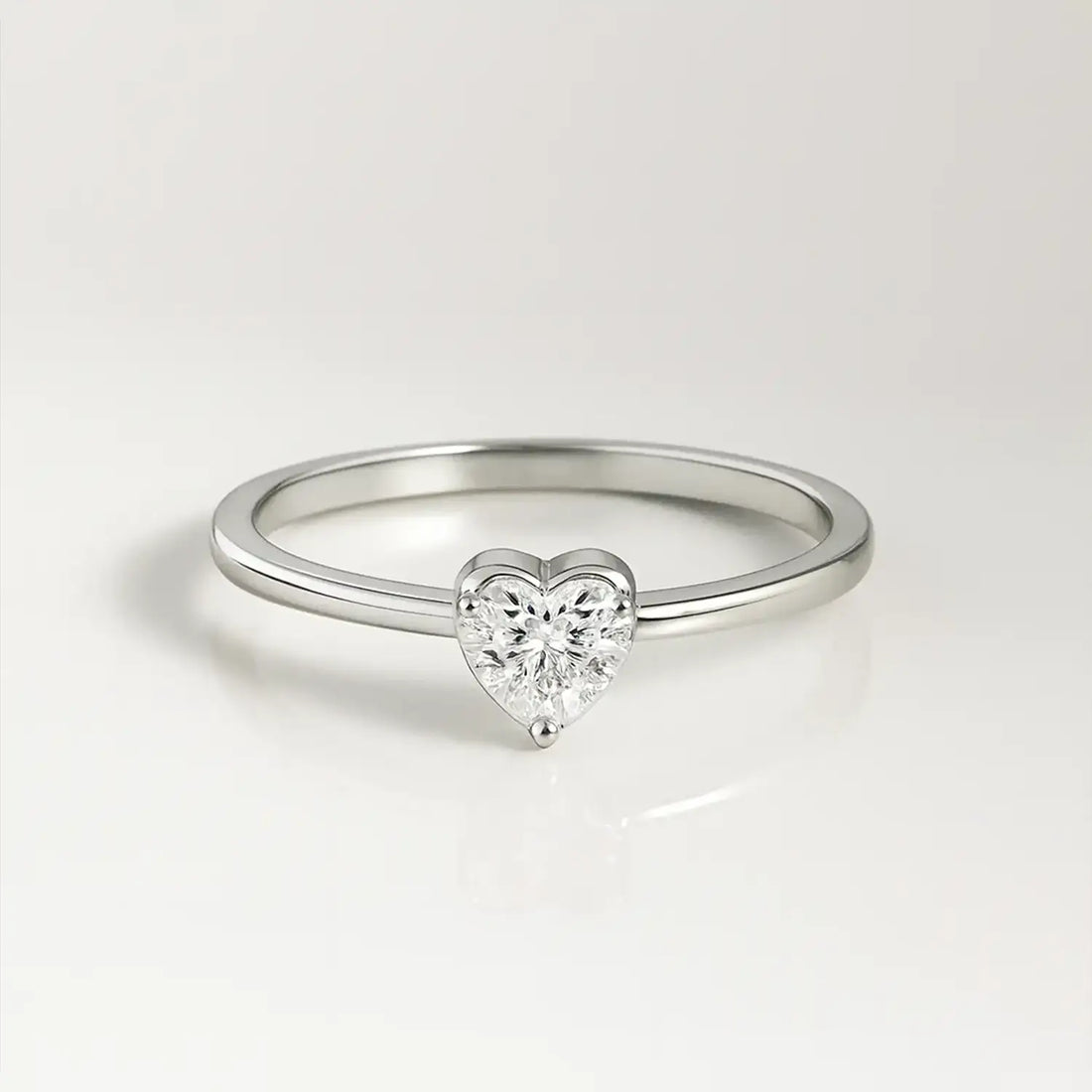 Pure Silver Heart-Shaped Solitaire Ring - Made With Pure 925 Silver