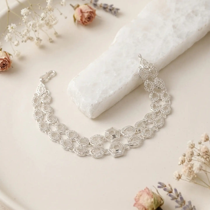 HexaBloom Silver Bracelet - Made With Pure 925 Silver