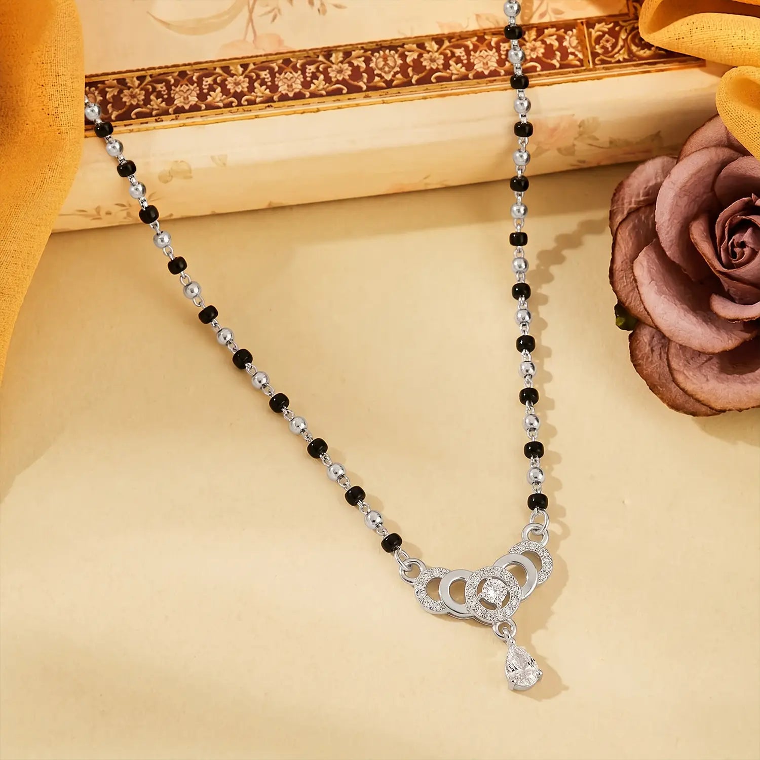 Elegant Circle Drop Silver Mangalsutra - Made With Pure 925 Silver
