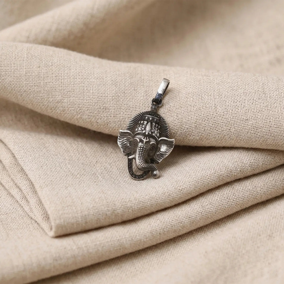 Divine Lord Ganesha Oxidised Pure Silver Pendant- Made With Pure 925 Silver