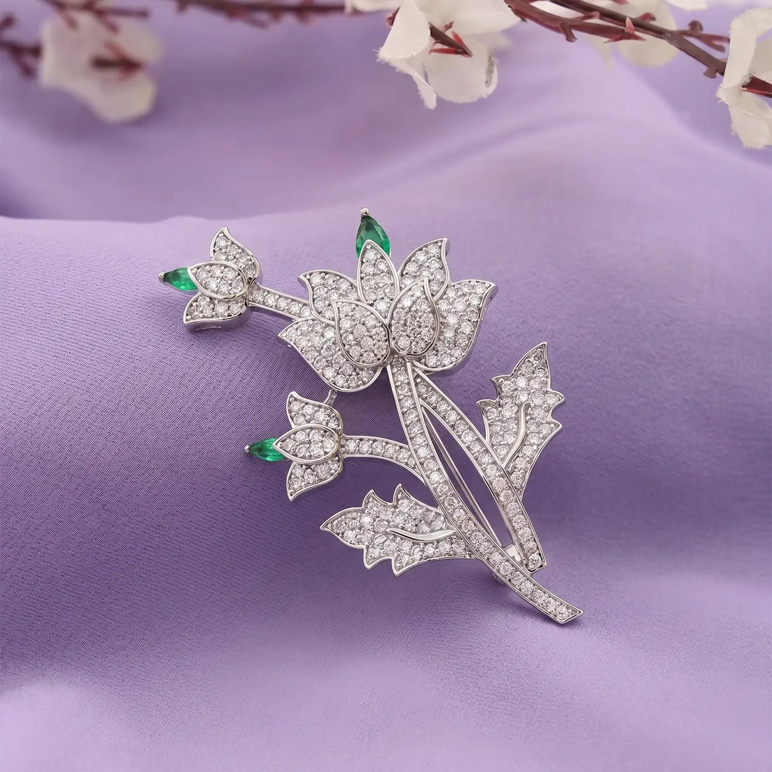 Elegant Lotus Bloom Silver Brooch - Made With Pure 925 Silver