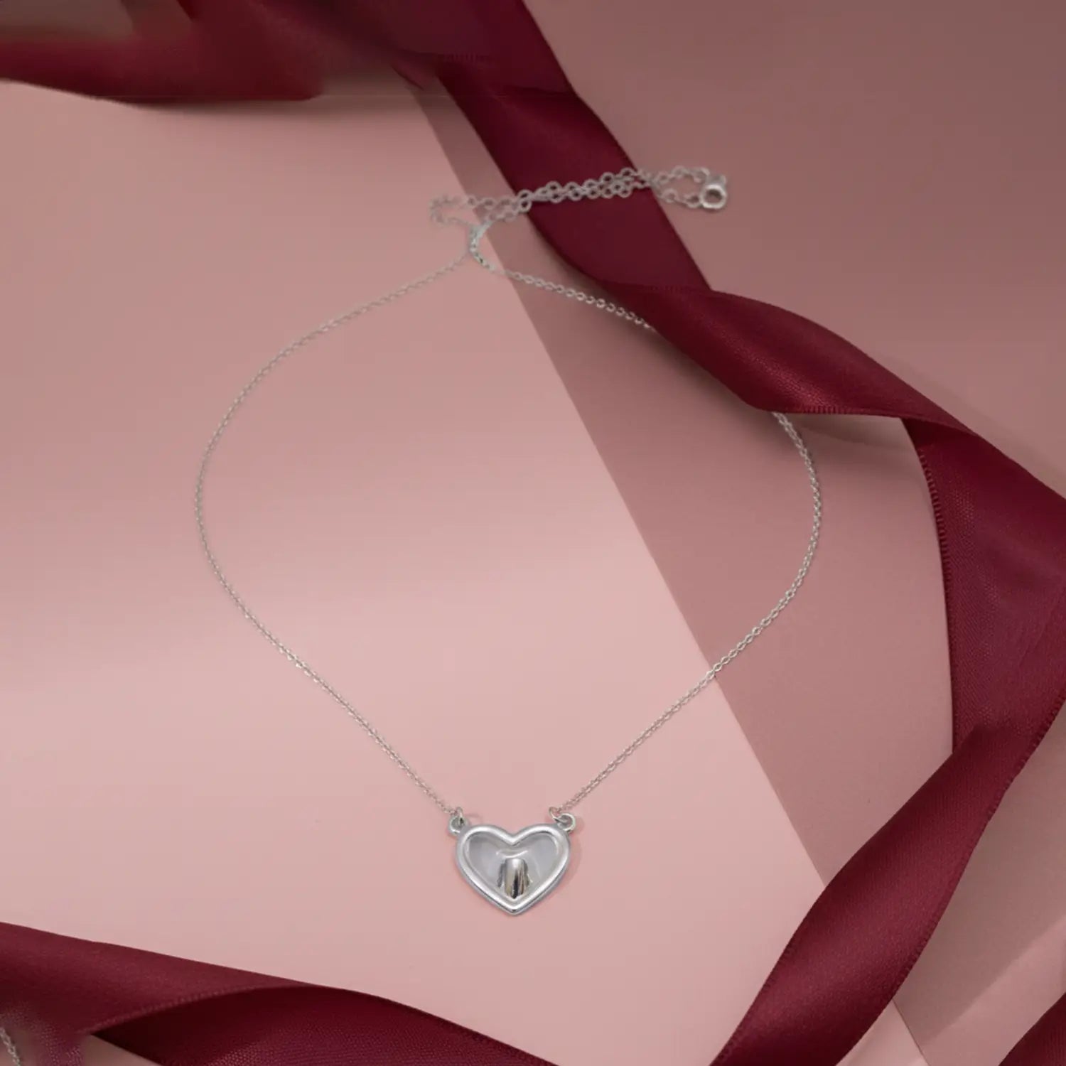 Elegant Heart-Shaped Pure Silver Pendant Necklace- Made With Pure 925 Silver