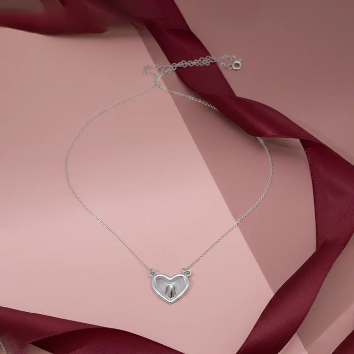 Elegant Heart-Shaped Pure Silver Pendant Necklace- Made With Pure 925 Silver