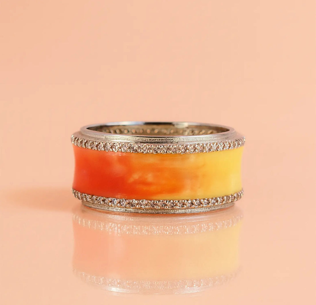 Sunset Aura Pure Silver Band Ring - Made With Pure 925 Silver