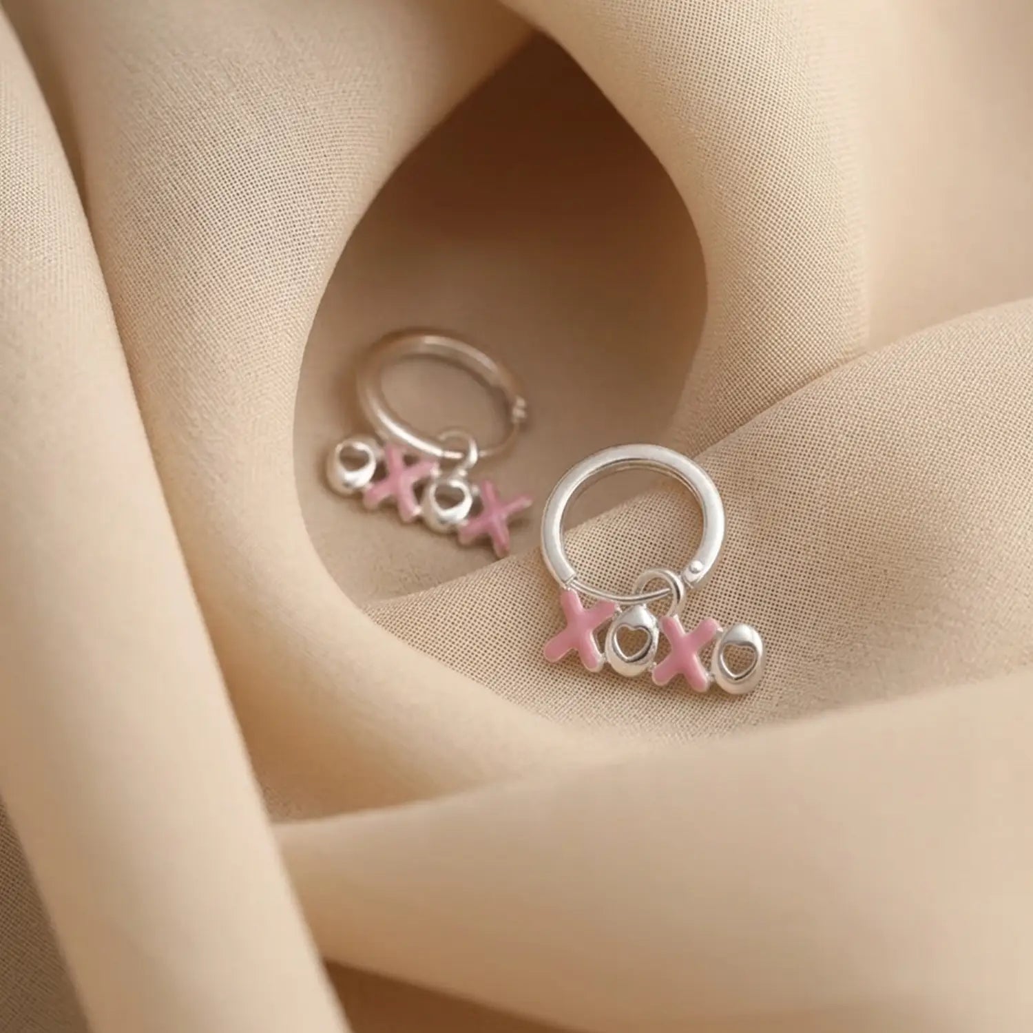 XOXO Charm Silver Hoop Earrings - Made With Pure 925 Silver