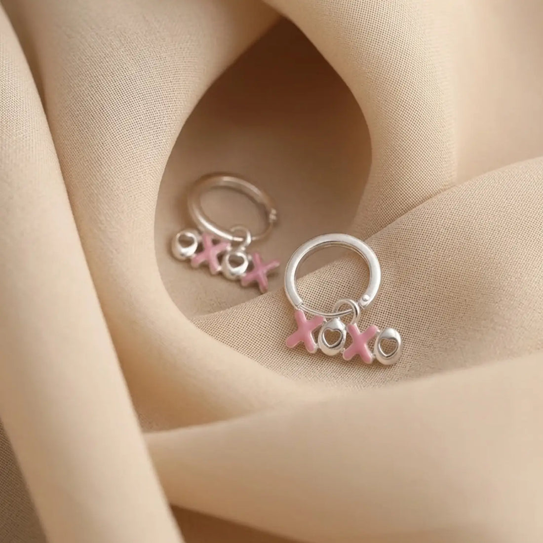 XOXO Charm Silver Hoop Earrings - Made With Pure 925 Silver