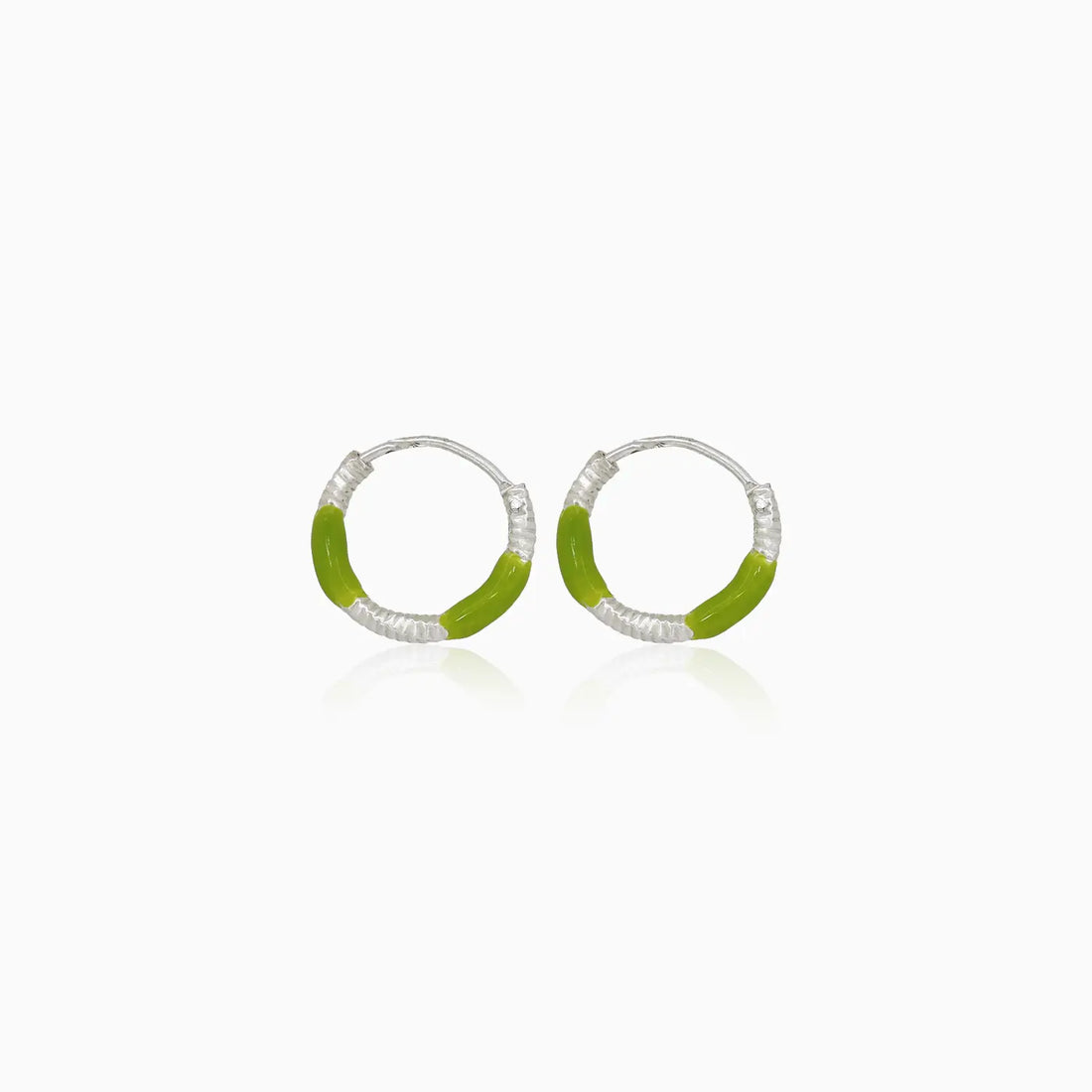 Lime Twist Silver Hoop Earrings - Made With Pure 925 Silver