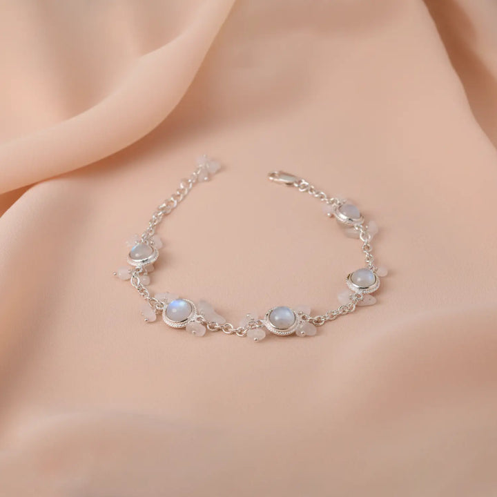Moonstone Charm Sterling Silver Bracelet- Made With Pure 925 Silver