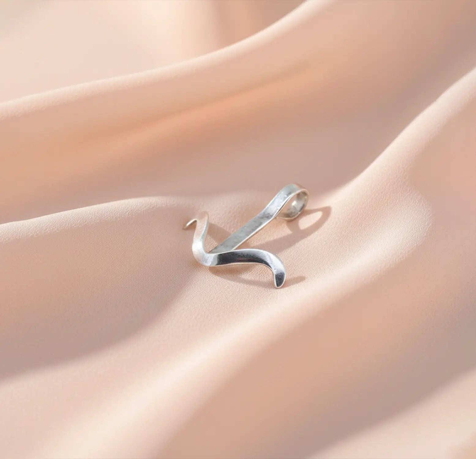 Elegant Swan Curve  Silver Pendant - Made With Pure 925 Silver