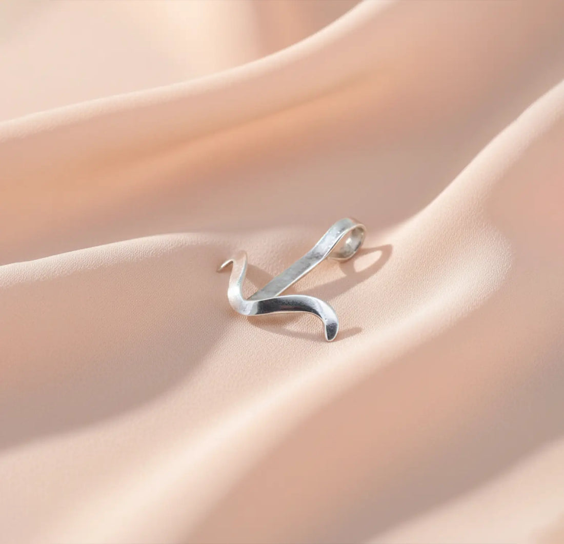 Elegant Swan Curve  Silver Pendant - Made With Pure 925 Silver