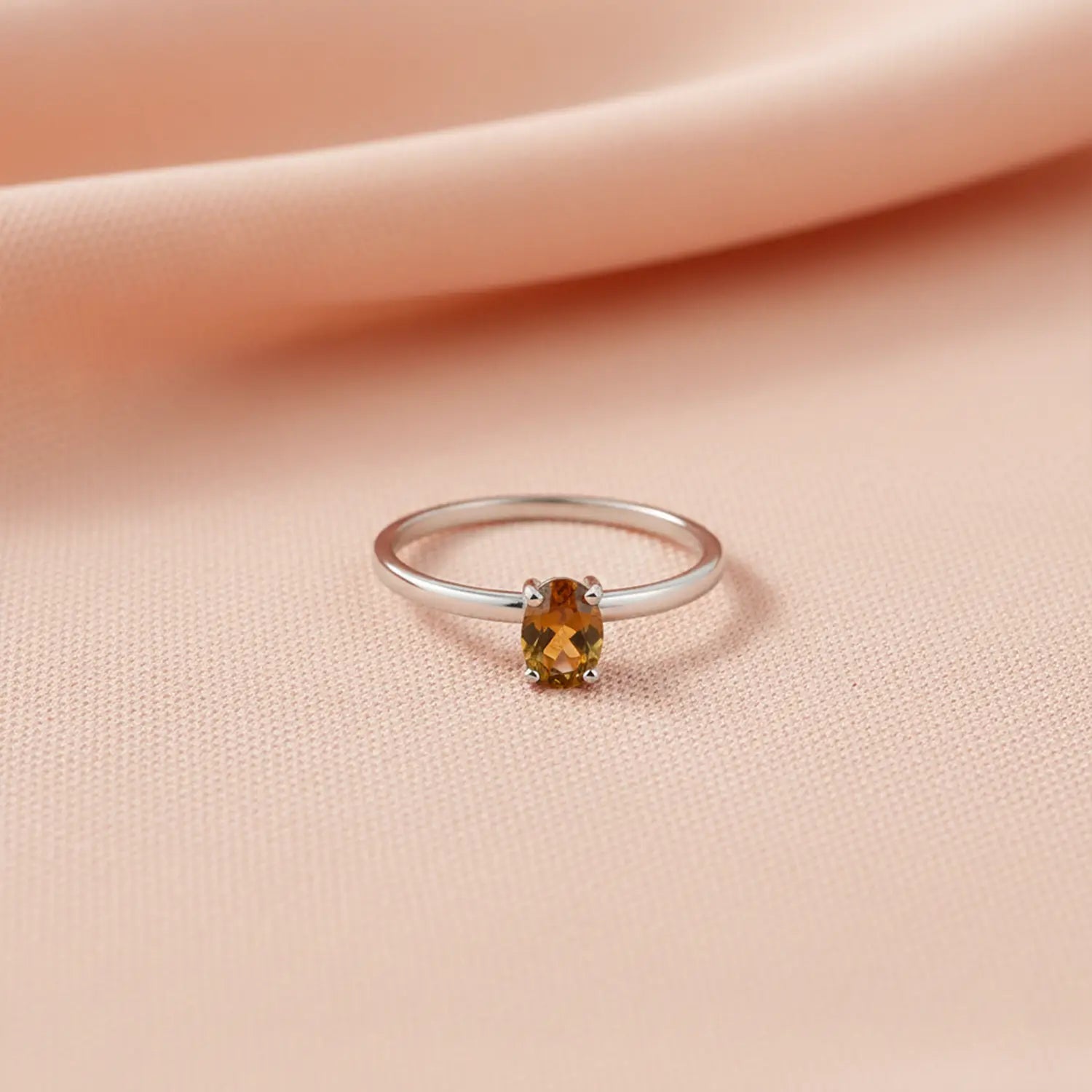 Pure Silver Minimalist Smoky Quartz Ring - Made With Pure 925 Silver