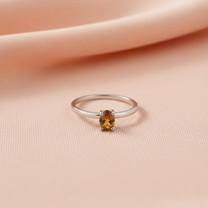 Pure Silver Minimalist Smoky Quartz Ring - Made With Pure 925 Silver