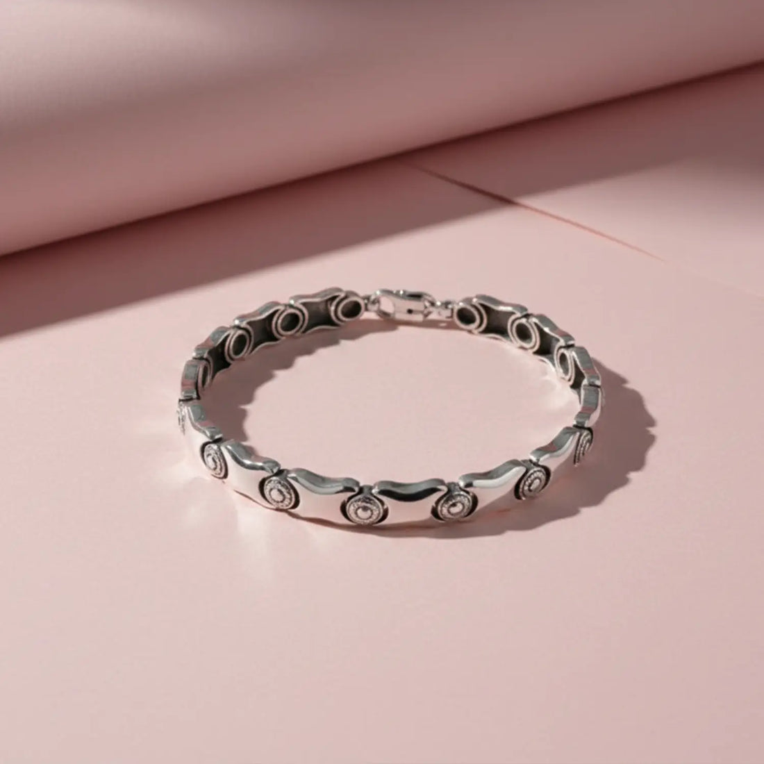 Pure Silver Textured Link Bracelet  - Made With Pure 925 Silver