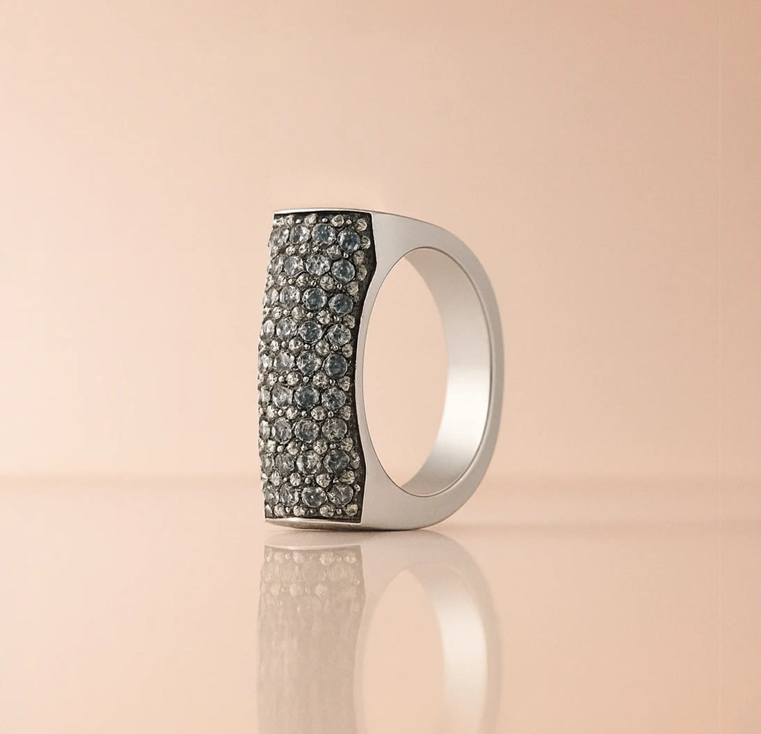 Pure Silver Ad Ring with Black Stone - Made With Pure 925 Silver