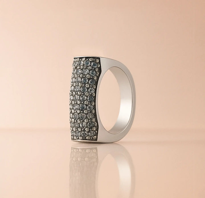 Pure Silver Ad Ring with Black Stone - Made With Pure 925 Silver