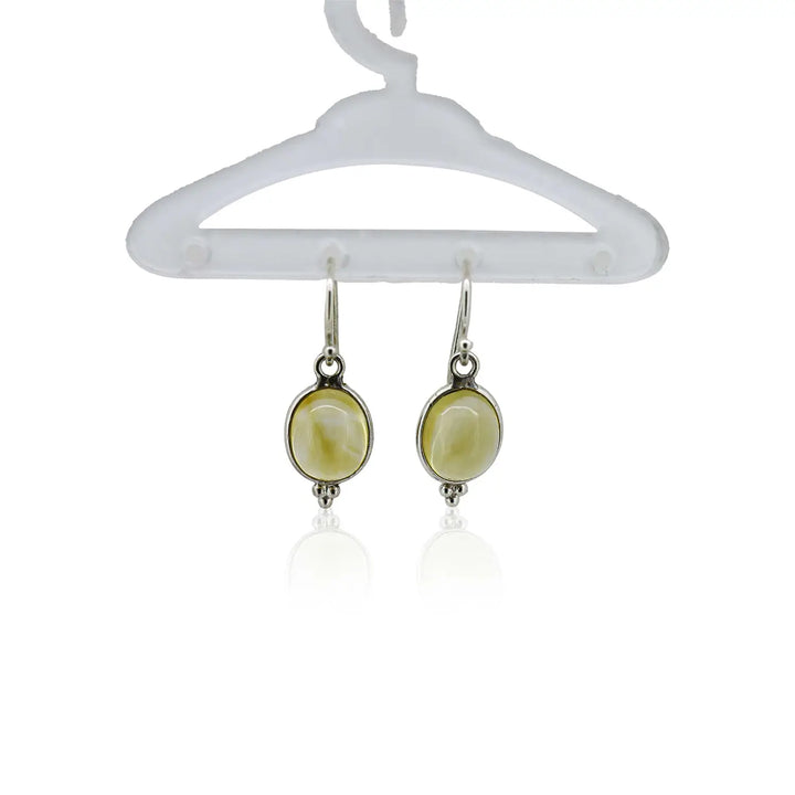Pure Silver Earrings with Yellow Cat’s Eye Stone- Made With Pure 925 Silver