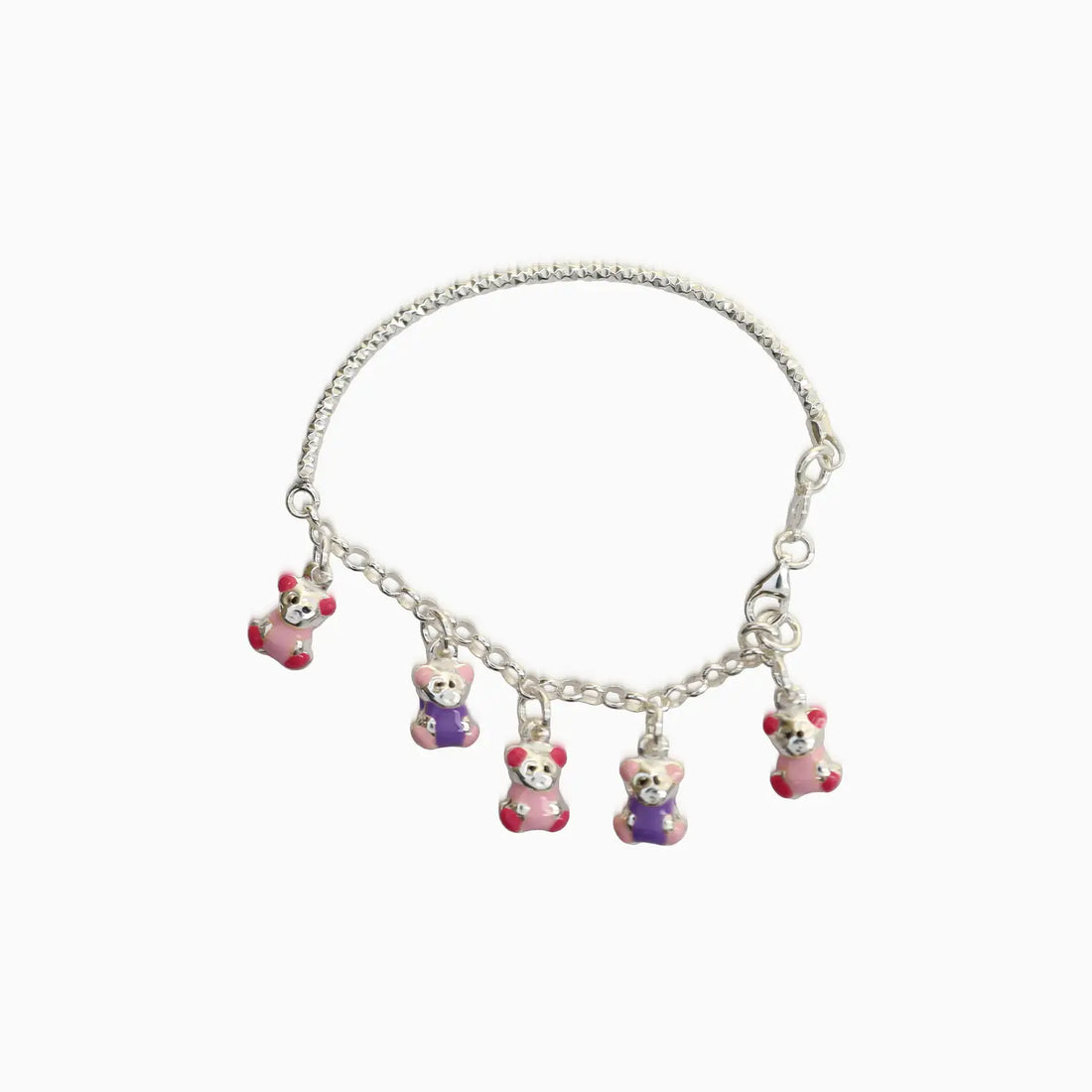 Pure Silver Teddy Charm Bracelet - Made With Pure 925 Silver