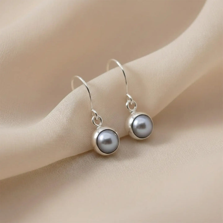 Grey Pearl Drop Sterling Silver Earrings- Made With Pure 925 Silver