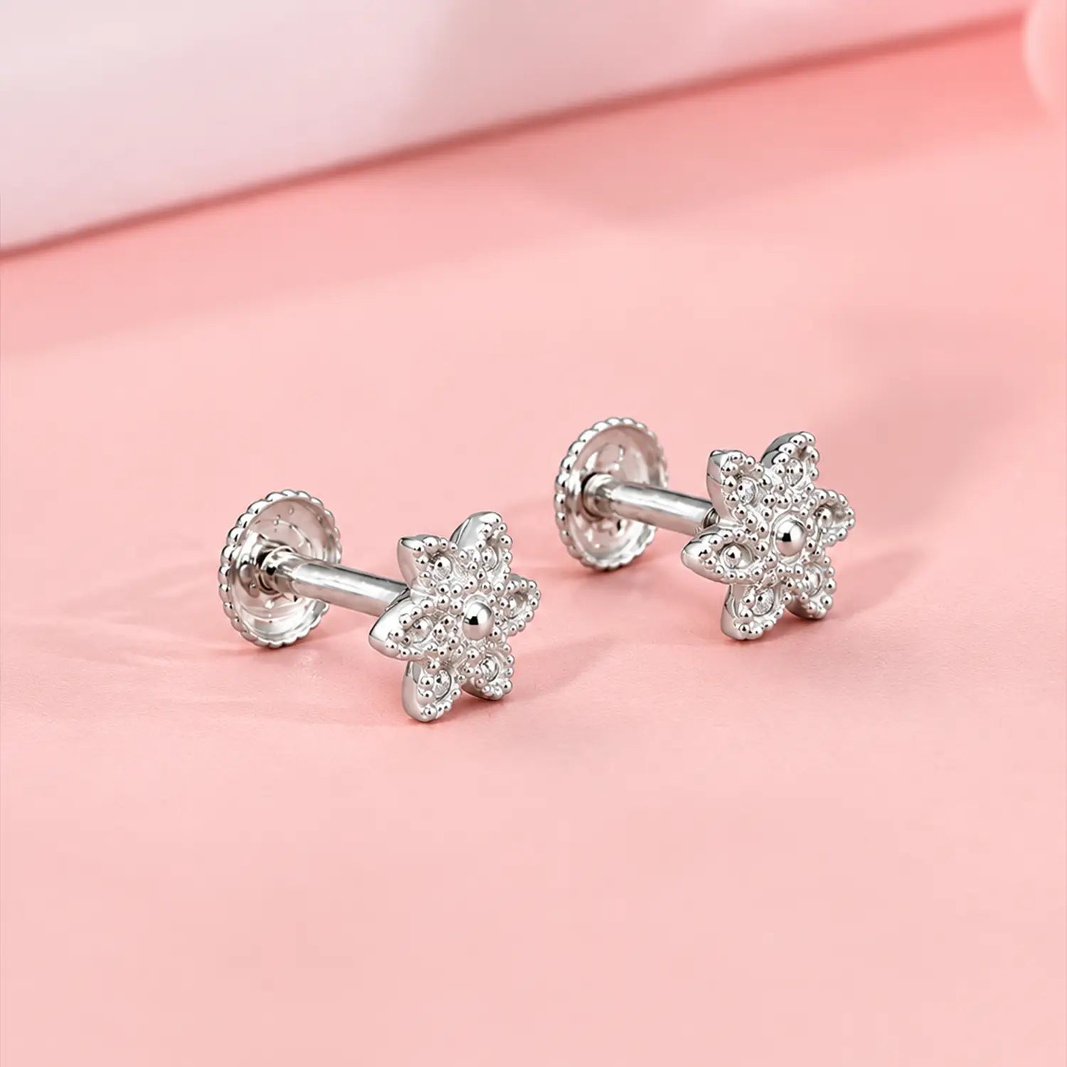 Floral Filigree Silver Stud Earrings - Made With Pure 925 Silver