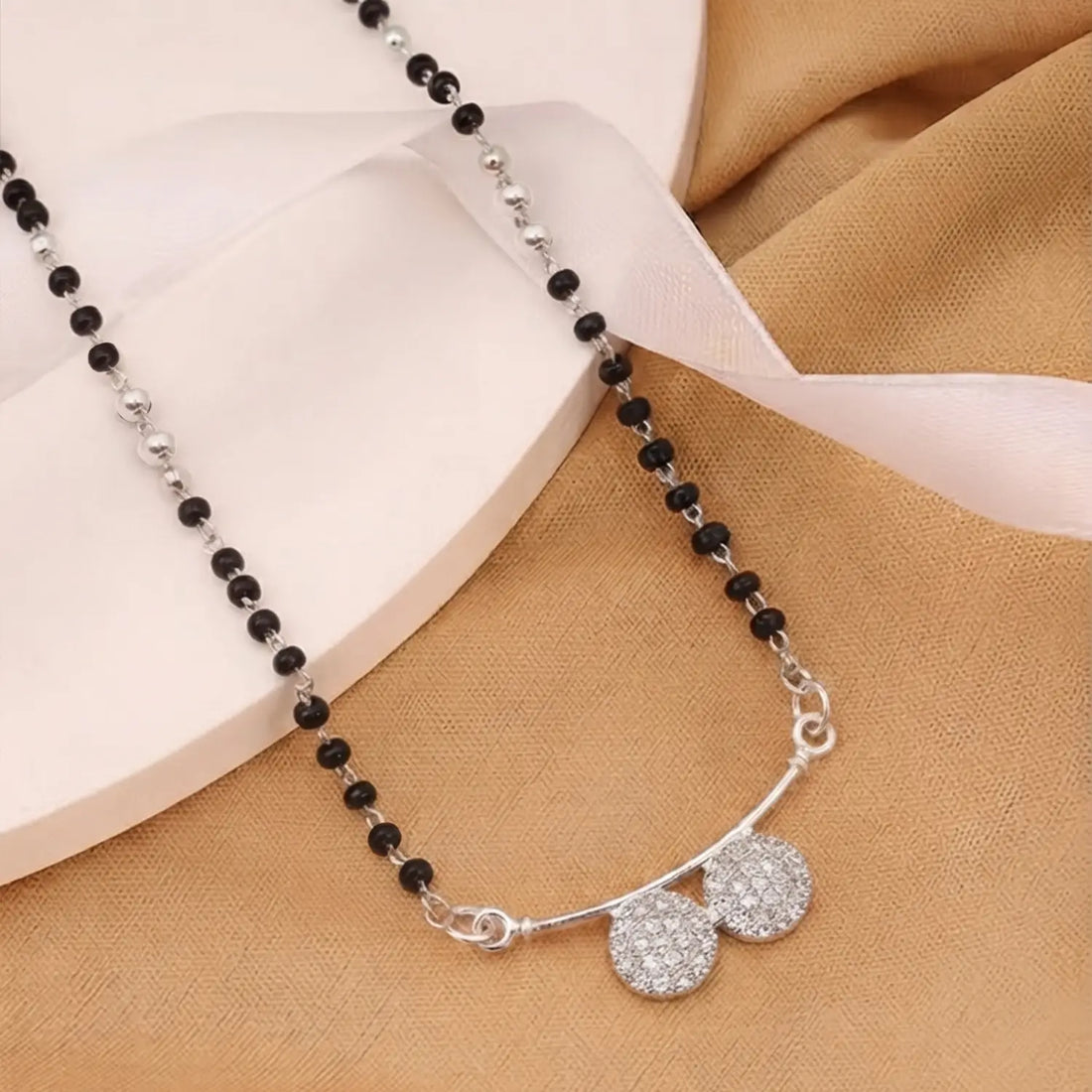 Elegant Twin Disc Silver Mangalsutra - Made With Pure 925 Silver