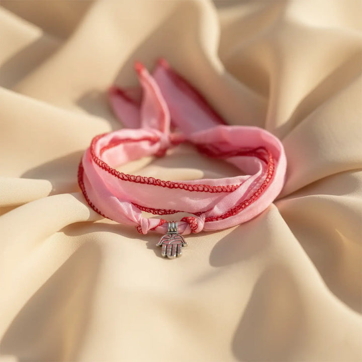 Pink Thread Silver Charm Necklace- Made With Pure 925 Silver
