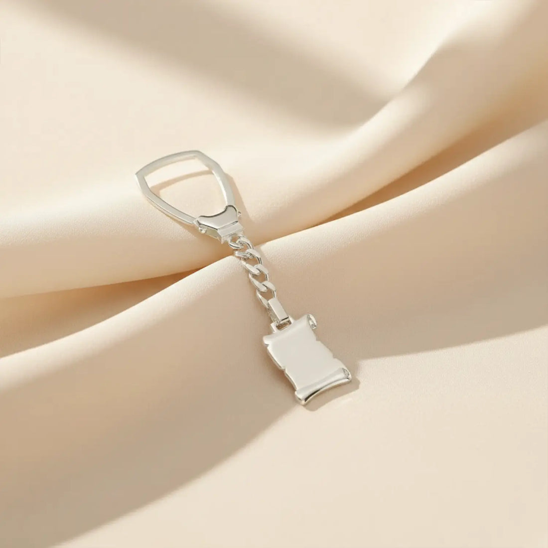 Pure Silver High Polished Scroll Key Chain - Made With Pure 925 Silver