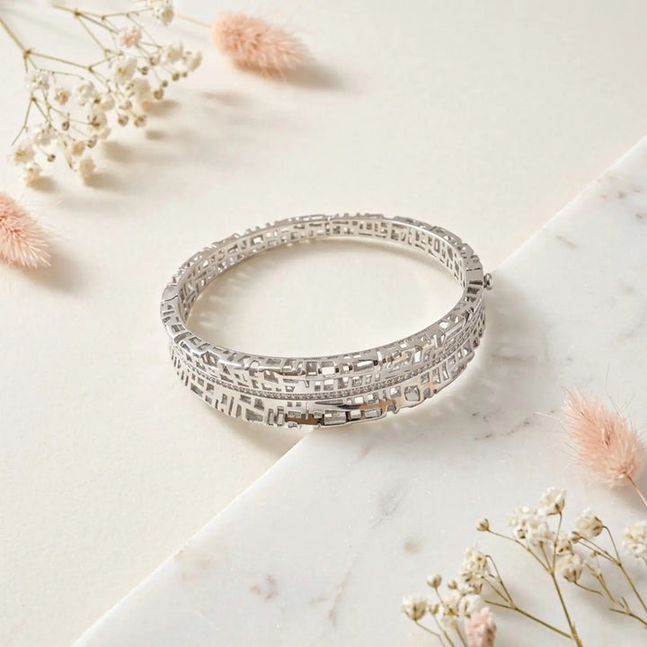 Sleek Pure Silver Textured Bracelet - Made With Pure 925 Silver