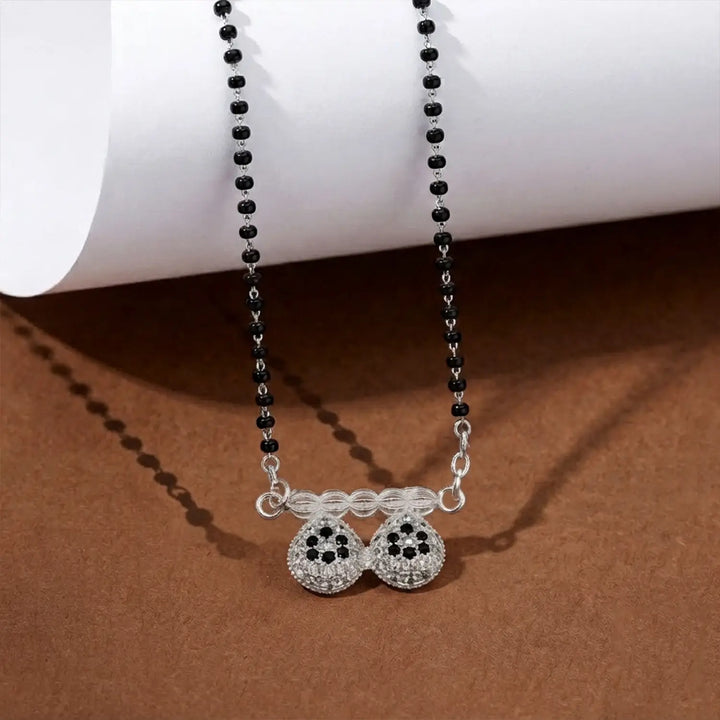 Elegant Twin Drop Silver Mangalsutra - Made With Pure 925 Silver