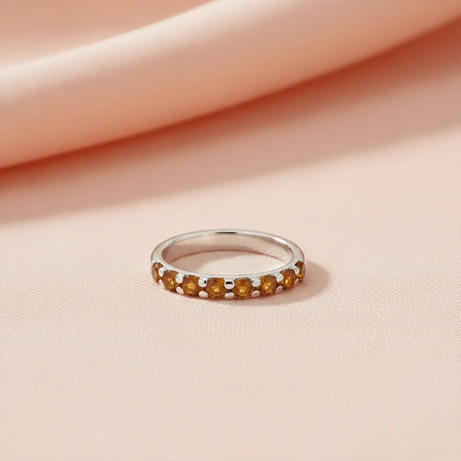 Pure Silver Yellow Stone Ring - Made With Pure 925 Silver