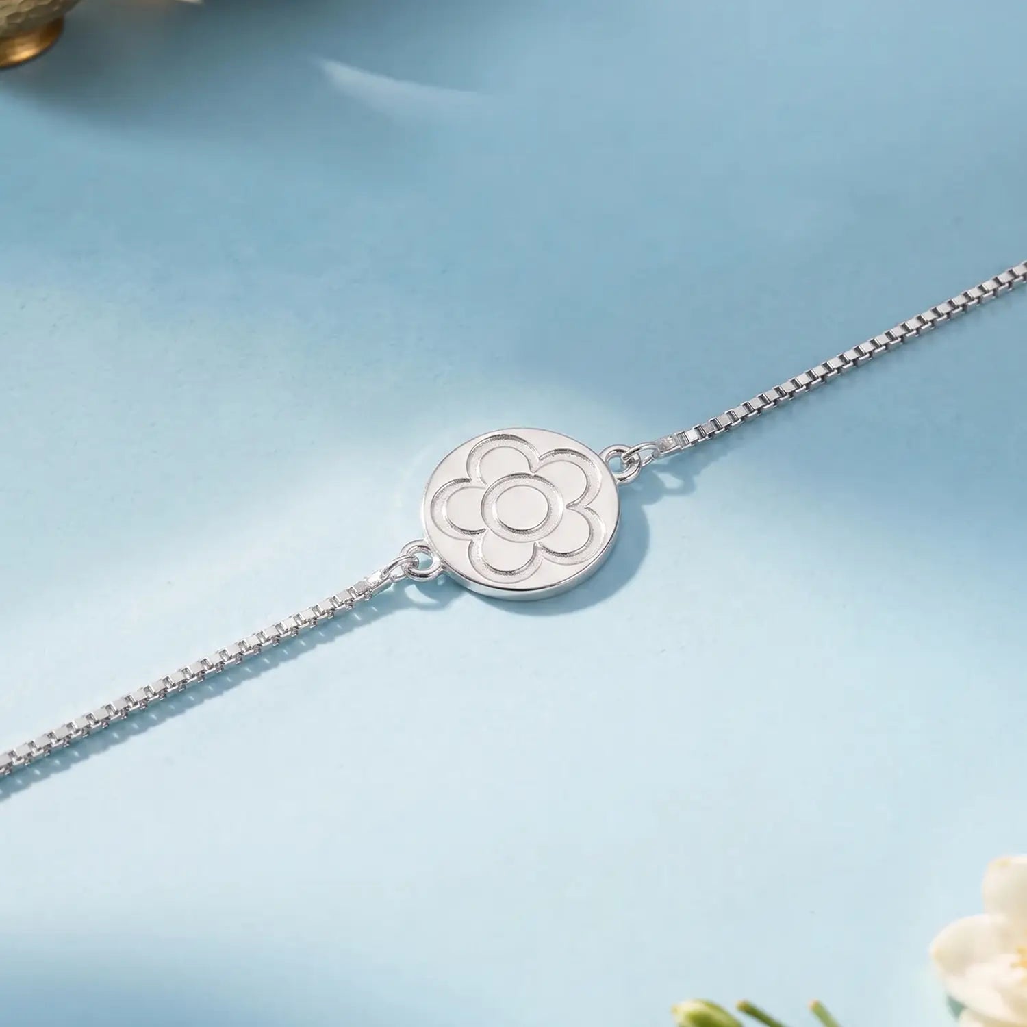 Elegant Floral Silver Bracelet - Made With Pure 925 Silver