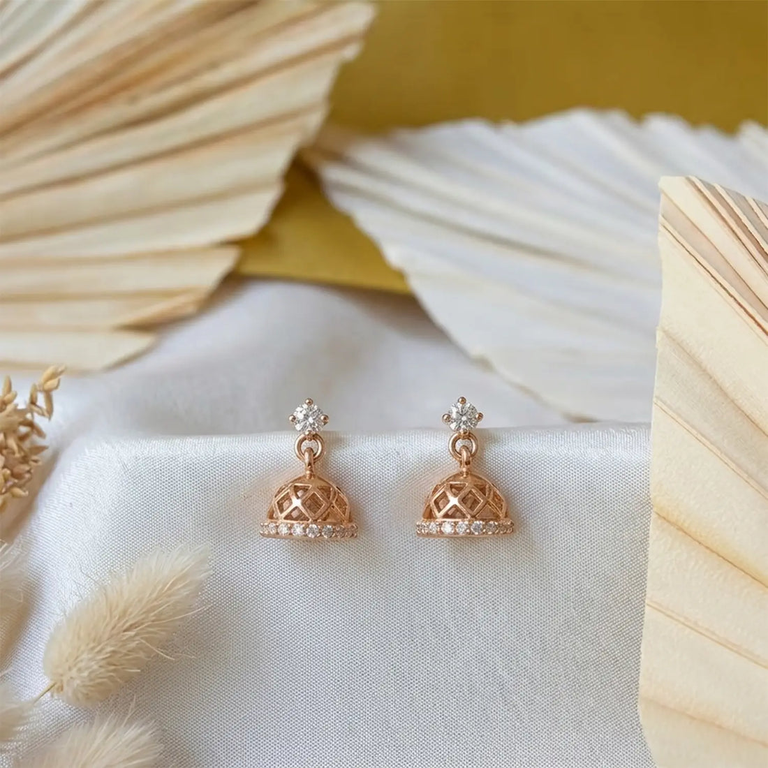 Rose Gold Dome Drop Sterling Silver Earrings - Made With Pure 925 Silver