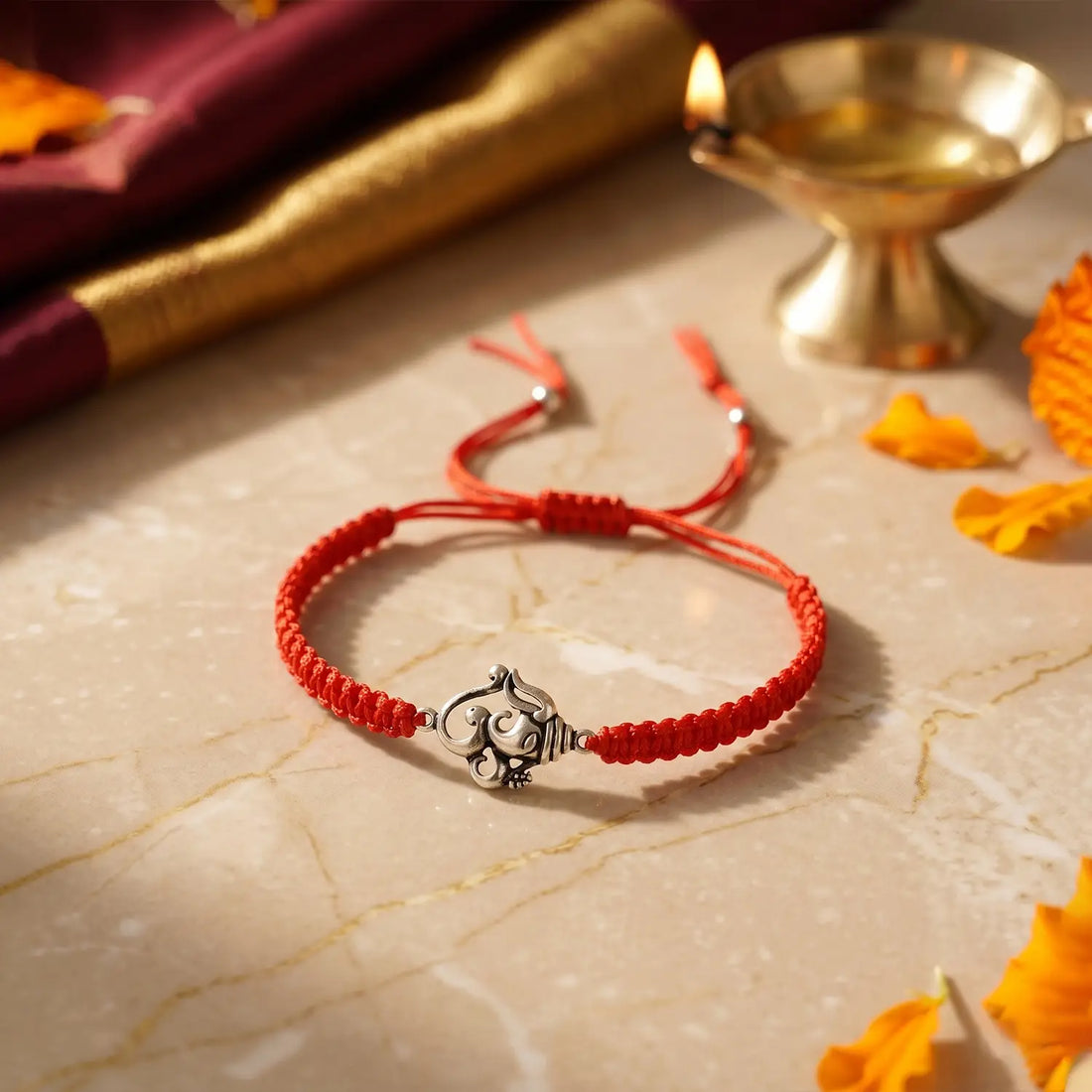 Shree Ganesh Silver Rakhi Bracelet - Made With Pure 925 Silver