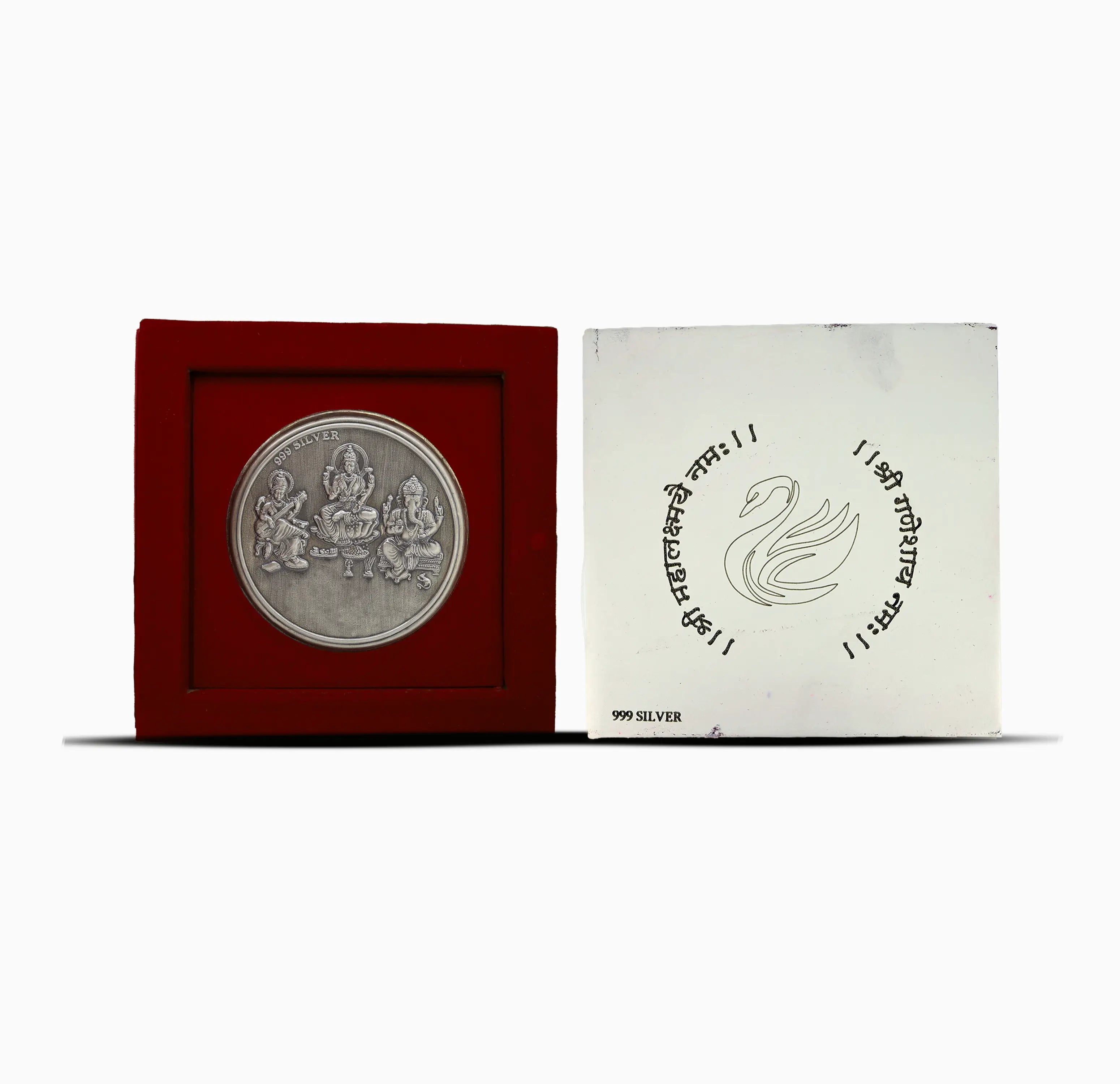 Lakshmi Ganesh Saraswati Pure Silver Coin  - Made With Pure 925 Silver