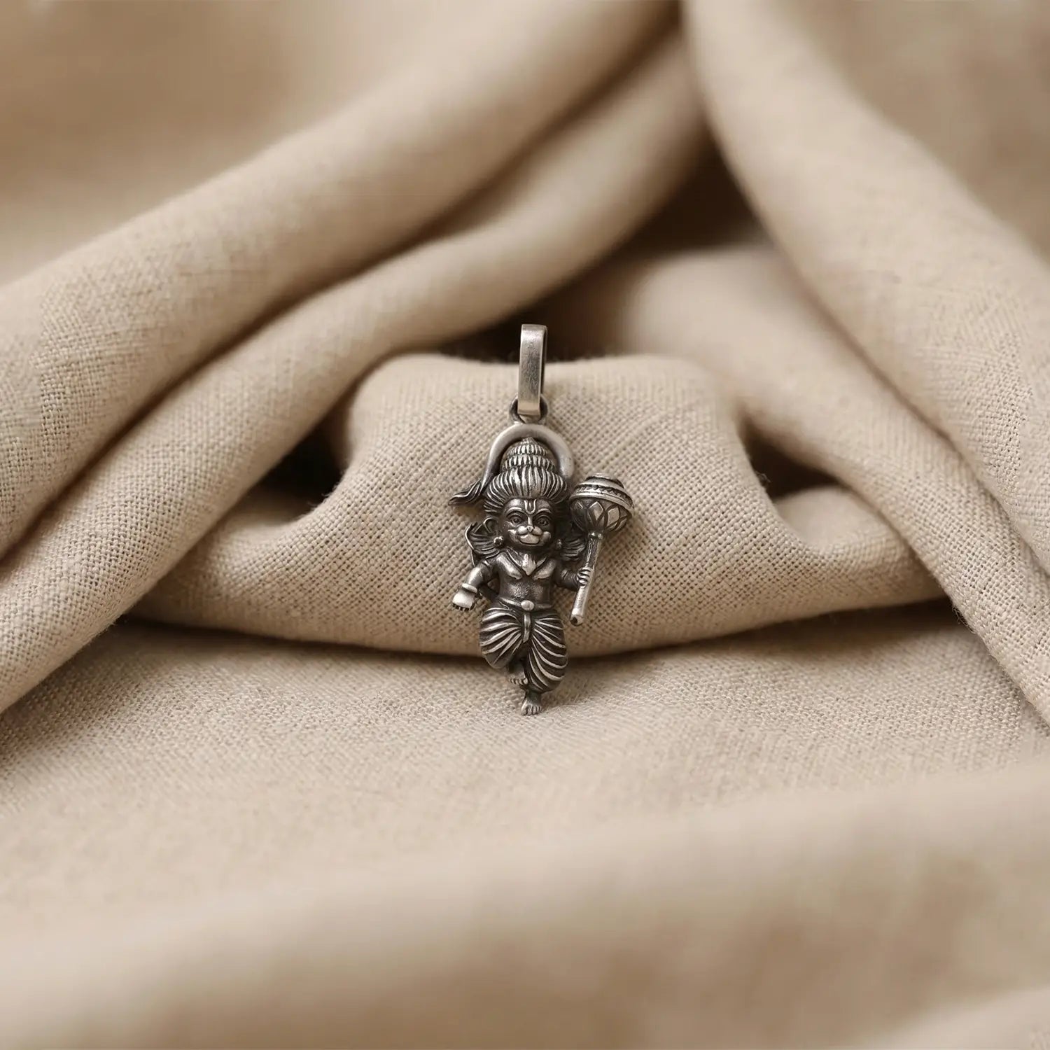 Divine Lord Hanuman Oxidised Pure Silver Pendant- Made With Pure 925 Silver