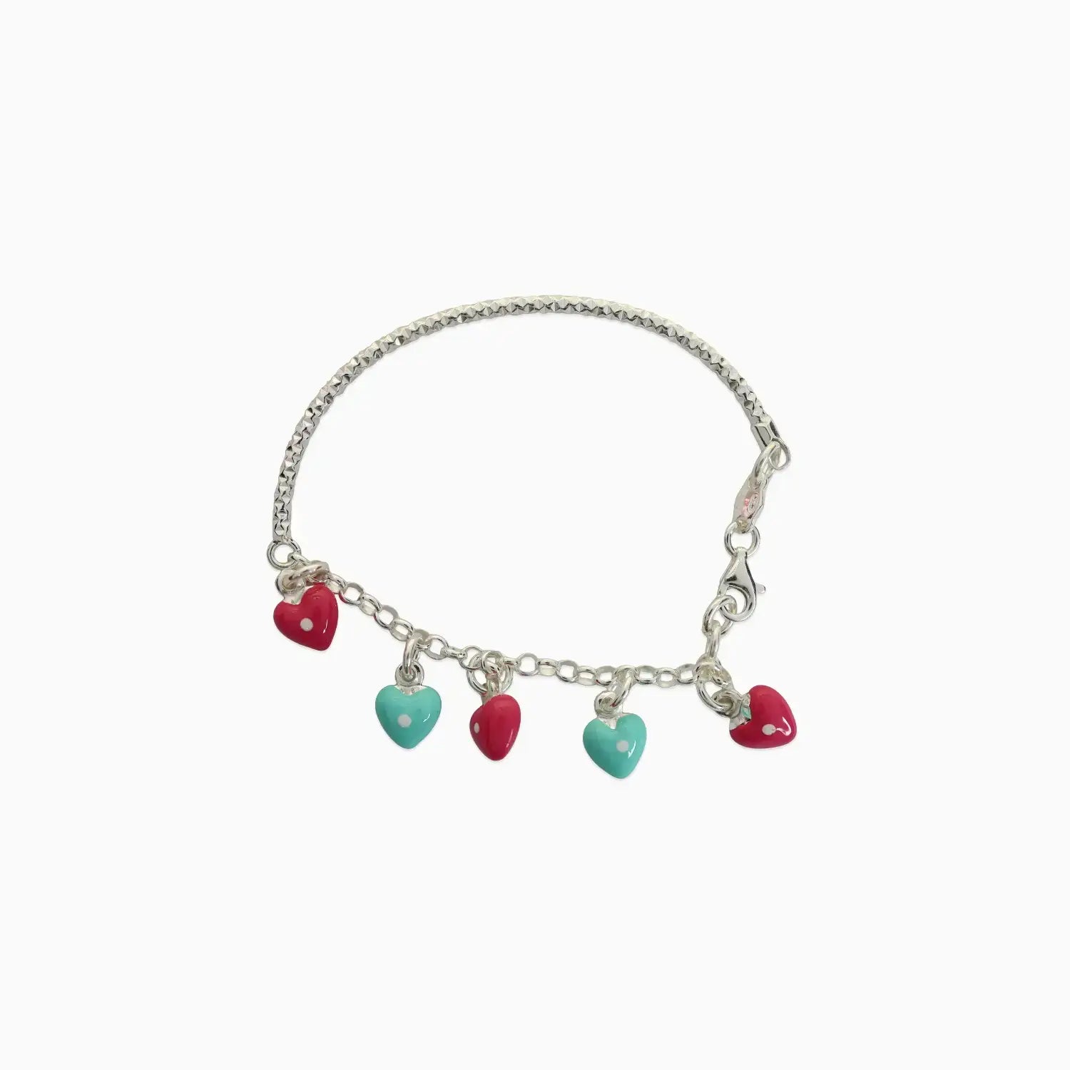Pure Silver Heart Charm Bracelet - Made With Pure 925 Silver