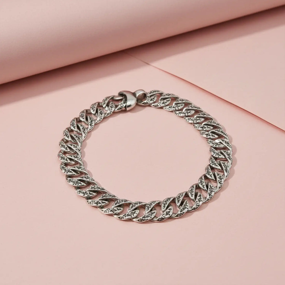 Textured Cuban Link Silver Bracelet - Made With Pure 925 Silver