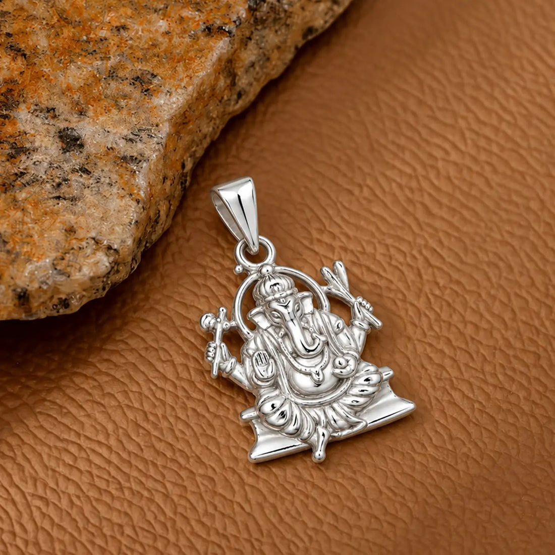 Lord Ganesha Silver Pendant – Spiritual & Elegant Design - Made With Pure 925 Silver